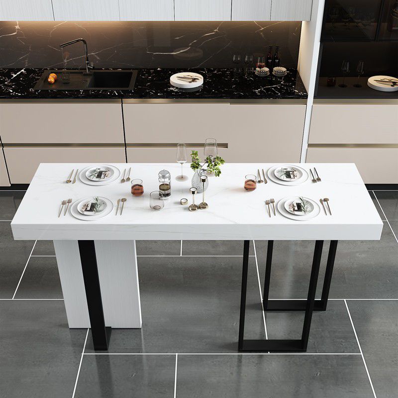 Modern Bar Table 42-inch Height White Artificial Marble Top and Metal Base Bistro Table Clearhalo 'Bar Furniture' 'Bar Tables' 'bar_tables' 'furn' 'furn_bar_tables' 'Furniture' 'furniture_bar_tables' 'Kitchen & Dining Furniture' 1200x1200_d4592f4c-6846-48e0-9139-af9bdcee5e67