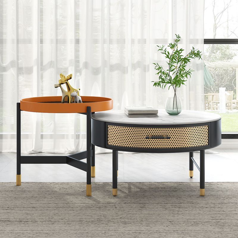 Luxurious Slate Round Top Coffee Table Set with Storage Drawer Clearhalo 'Coffee & Accent Tables' 'Coffee Tables' 'coffee_tables' 'furn' 'furn_coffee_tables' 'Furniture' 'Living Room Furniture' 1200x1200_d459a1b3-b907-4ccf-af14-8a57fdc5b38c