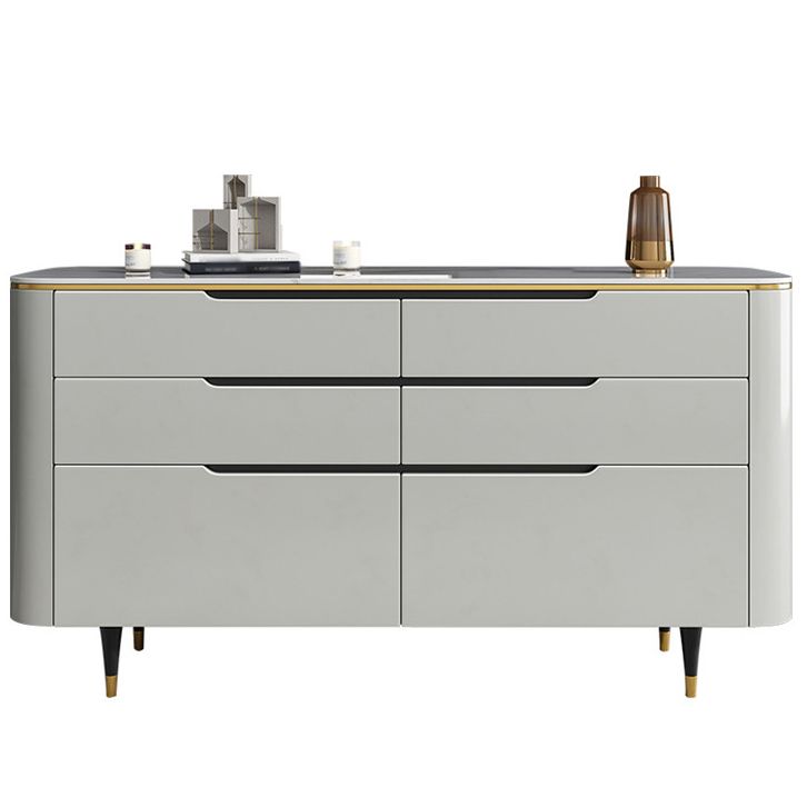 6-schüchternen Holz Sideboard moderner Tisch mit Steinarbeitsplatte für Wohnzimmer