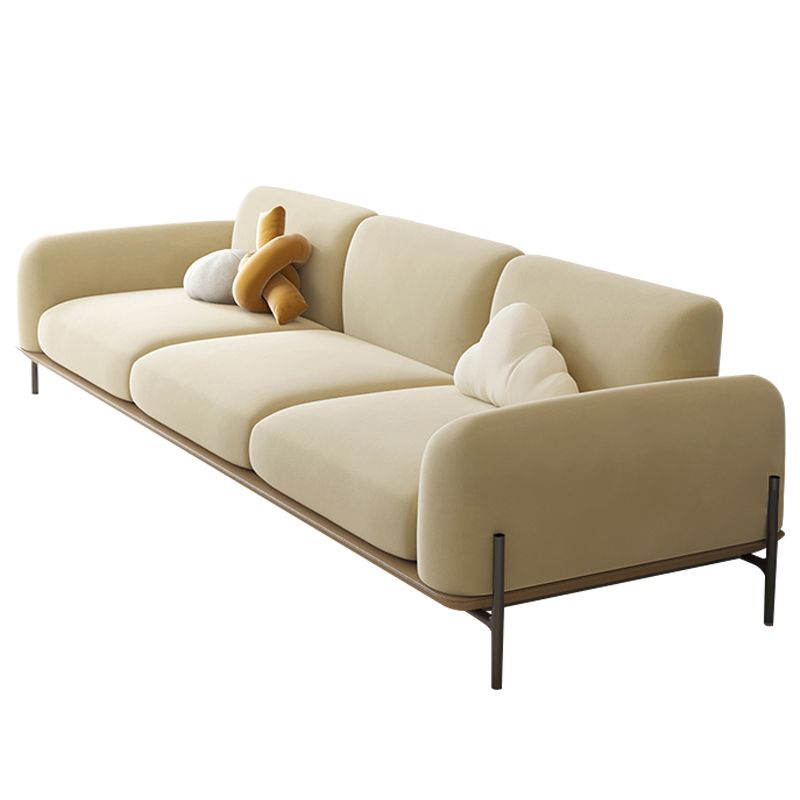 Light Brown Cushions Round Arm Transitional Modern Sofa for Living Room Clearhalo 'furn' 'furn_sofas' 'Furniture' 'furniture_sofas' 'kitchen' 'kitchen_sofas' 'Living Room Furniture' 'Sofa' 'sofas' 1200x1200_d45b0ed4-d678-457a-8417-49cb12e636ed