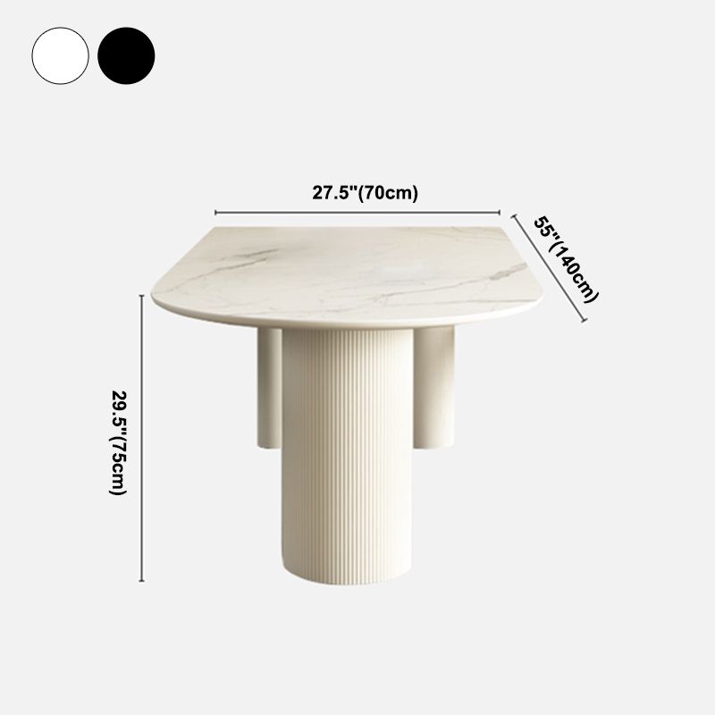 Simplicity Style Sintered Stone Dining Table 3 Legs Base 55" Wide Freeform Table for Home Clearhalo ' dining_table' 'Dining Tables & Seating' 'Dining Tables' 'furn' 'furn_dining_table' 'Furniture' 'furniture_dining_table' 'Kitchen & Dining Furniture' 'kitchen&dining_furn' 'kitchen' 'kitchen_dining_table' 1200x1200_d45b311a-de8b-4983-9873-3f378f2bb0c3