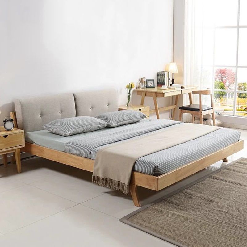 Scandinavian Solid Wood Panel Bed Linen Upholstered Bed with Nailhead Trim Clearhalo 'Bedroom Furniture' 'Beds' 'furn' 'furn_beds' 'Furniture' 1200x1200_d45ca657-c36c-40e3-8333-c796ba2443ba