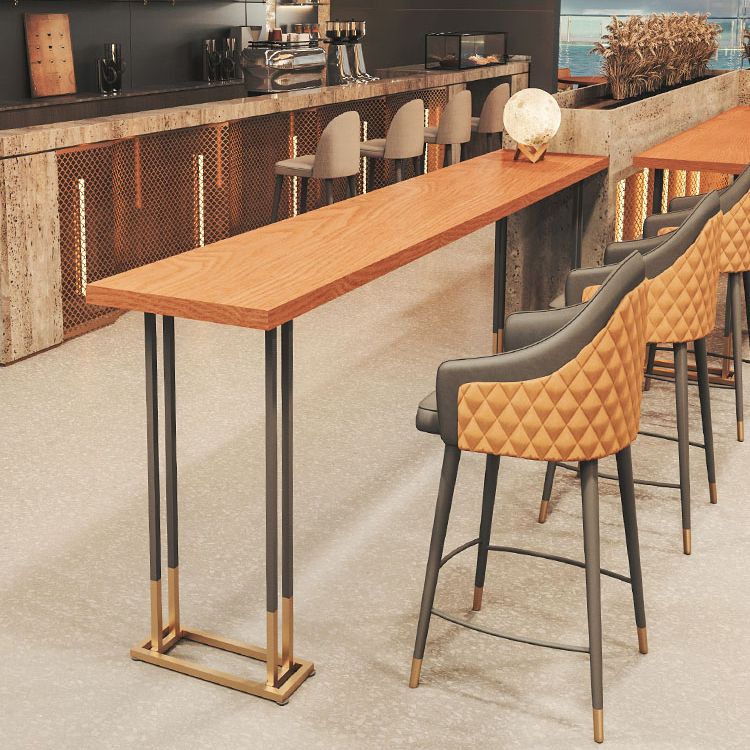 Rectangle Solid Wood Top Bistro Table Glam Pub Table with Metal Base Clearhalo 'Bar Furniture' 'Bar Tables' 'bar_tables' 'furn' 'furn_bar_tables' 'Furniture' 'Kitchen & Dining Furniture' 1200x1200_d45daef0-ddad-4755-9665-0f5d6f2a635c