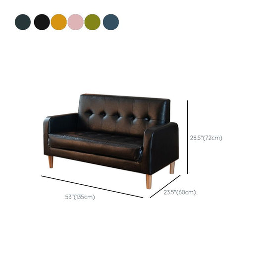 Modern Single Cushion Seat Sofa Tufted Back Faux  Leather Sofa