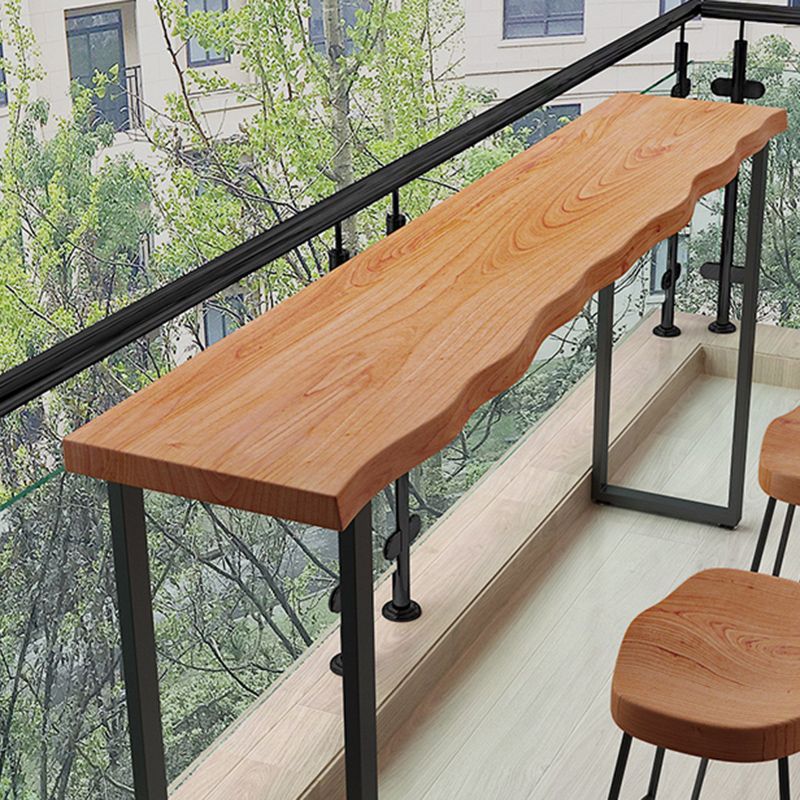 Mesa de comedor industrial con barra de pedestal doble, mesa de bar superior de madera maciza