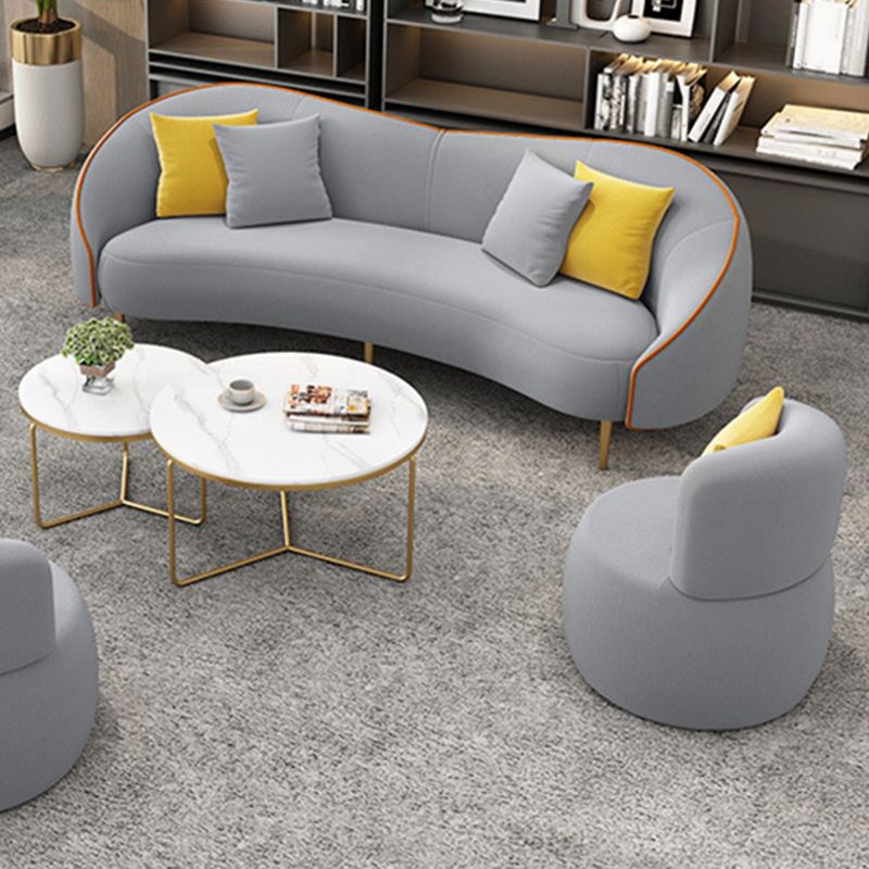 Canapé canapé en cuir en faux cuir beige / gris avec oreillers de boîtier