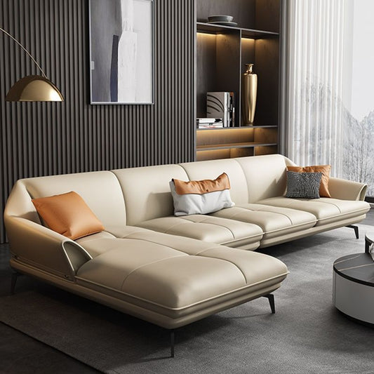 Moderno soggiorno in vetro stazionario in pelle stazionaria a sedere cuscinetti a braccio svasato