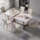 Glam 1/4/5/7 Pieces Rectangle Dining Table Set with Sintered Stone Scalable Dinette Set Clearhalo 'Dining Room Sets' 'Dining Tables & Seating' 'dining_room_set' 'furn' 'furn_dining_room_set' 'Furniture' 'furniture_dining_room_set' 'Kitchen & Dining Furniture' 'kitchen&dining_furn' 'kitchen' 1200x1200_d45eea0c-462f-43fb-b5cd-212f3a0acd41