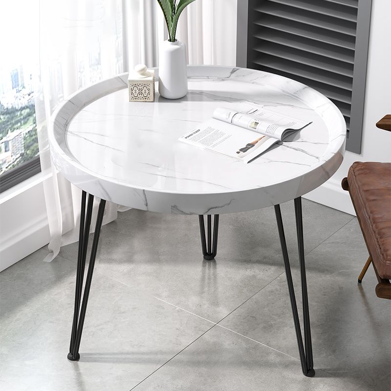 Open Shelf Tray Top Coffee Table Wood Round Coffee Table Minimalist