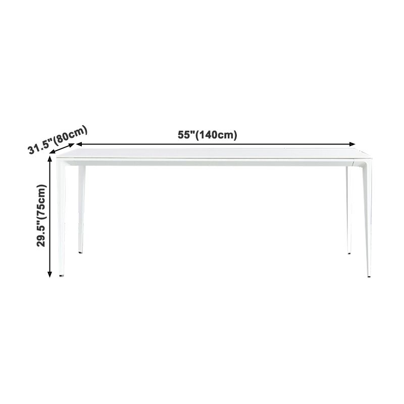 Contemporary Rectangle Dining Table Sintered Stone Table with 4 White Legs,55.1"L x 31.5"W x 30"H Clearhalo ' dining_table' 'Dining Tables & Seating' 'Dining Tables' 'Furniture' 'furniture_dining_table' 'Kitchen & Dining Furniture' 'kitchen&dining_furn' 'kitchen' 'kitchen_dining_table' 1200x1200_d462ef5c-0310-4dd6-8c93-32247f565b9b
