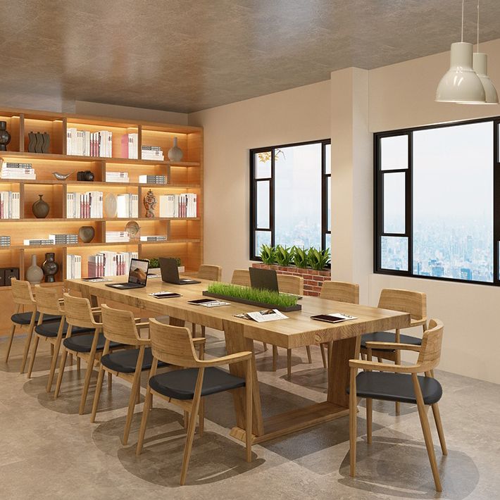 Mesa de reuniones de rectángulo de madera sólida de la oficina en casa escritura de escritura moderna