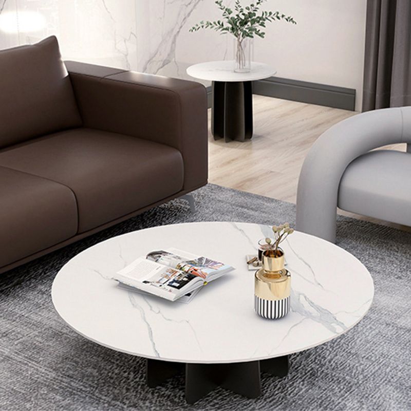 Contemporary Round Stone Pedestal Coffee Cocktail Table - 13.8''/15''/17.7'' H Clearhalo 'Coffee & Accent Tables' 'Coffee Tables' 'coffee_tables' 'furn' 'furn_coffee_tables' 'Furniture' 'furniture_coffee_tables' 'Living Room Furniture' 1200x1200_d464f4cd-ed0b-40b9-a664-ec11086465bc