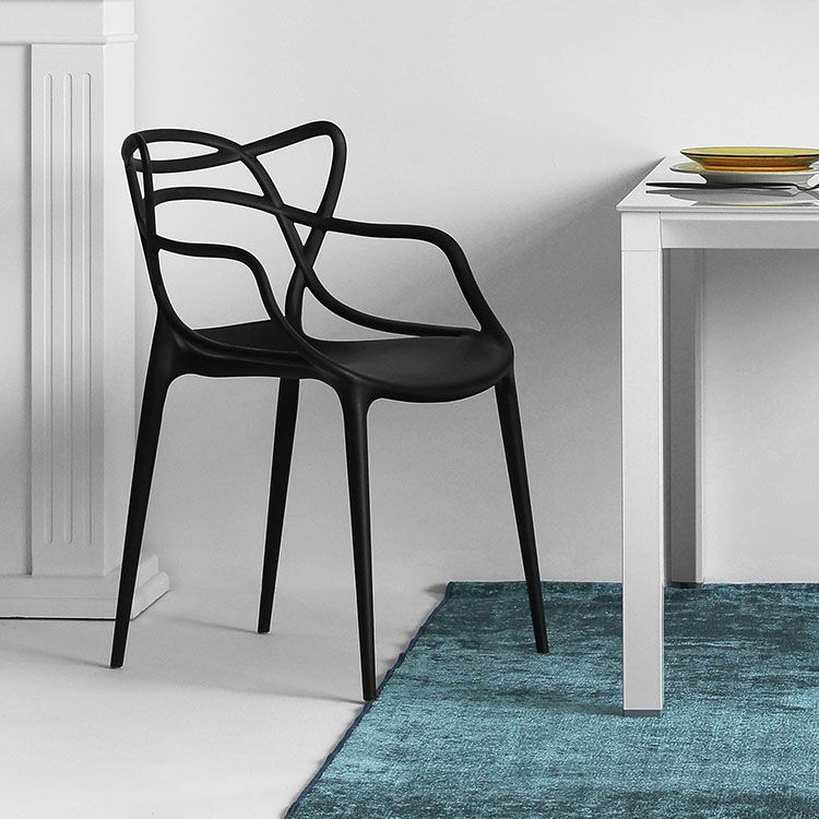 Scandinavian Stackable Dining Chairs Plastic Armless Dining Side Chair