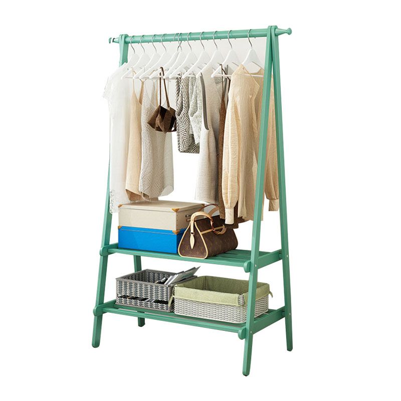 Modern massief houten jas hangers vrijstaand kaprek met opbergplanken