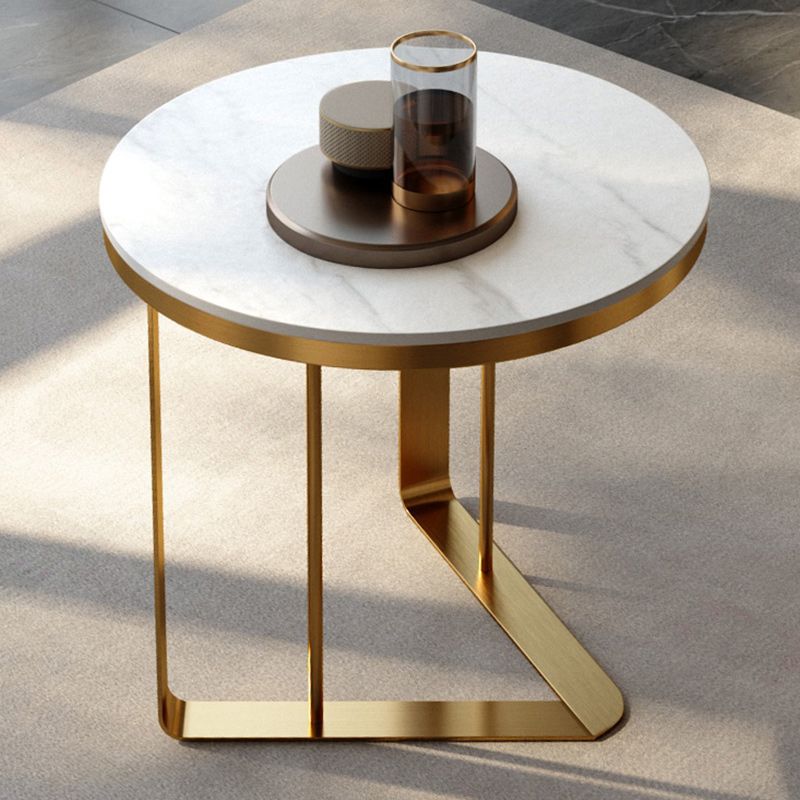 Glam Metal C-shape Side Table Round Stone Top Sofa Side End Table Clearhalo 'Coffee & Accent Tables' 'End & Side Tables' 'end_side_tables' 'furn' 'furn_end_side_tables' 'Furniture' 'Living Room Furniture' 1200x1200_d467bdcb-be1d-46b4-92f5-cc3b8b580c17