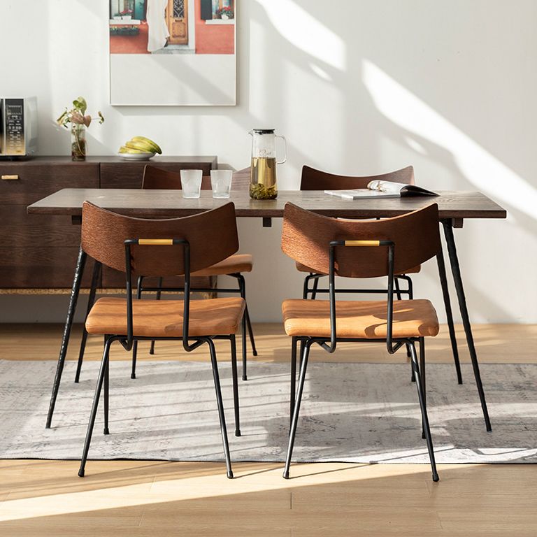 Industrial Style Wood Top Dining Set with 4 Black Metallic Legs for Dining Furniture Clearhalo 'Dining Room Sets' 'Dining Tables & Seating' 'dining_room_set' 'Furniture' 'furniture_dining_room_set' 'Kitchen & Dining Furniture' 'kitchen&dining_furn' 'kitchen' 1200x1200_d468581a-d527-4d31-8c7d-69e57adfddd9