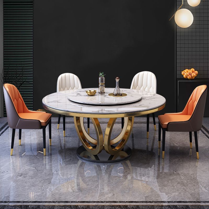 Nordic Glam Dining Round Table Dining Sintered Stone Table for Restaurant with Metal Legs Clearhalo 'Dining Tables & Seating' 'Dining Tables' 'dining_table' 'furn' 'furn_dining_table' 'Furniture' 'furniture_dining_table' 'Kitchen & Dining Furniture' 'kitchen' 'kitchen_dining_table' 1200x1200_d4691e11-6e71-480d-84bb-9d59db432117
