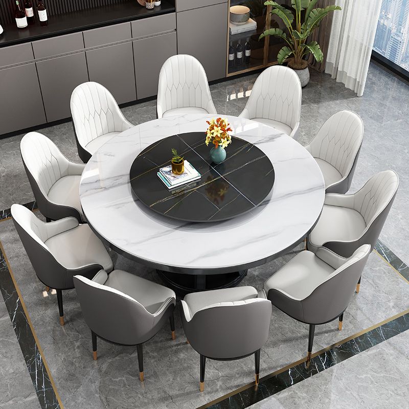 Round Stone Turntable Table Minimalist Furniture with Pedestal Base Clearhalo 'Dining Tables & Seating' 'Dining Tables' 'dining_table' 'furn' 'furn_dining_table' 'Furniture' 'Kitchen & Dining Furniture' 1200x1200_d469d4e6-a985-4716-a85e-eb6cd9e0e54d