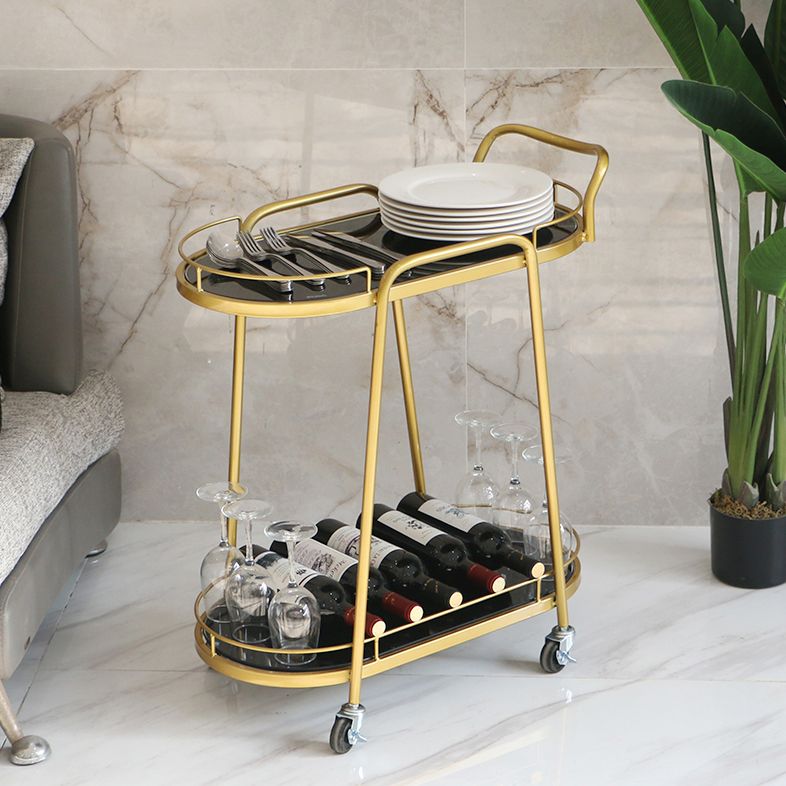 32.28"H Rolling Modern Prep Table Metal Prep Table for Dining Room