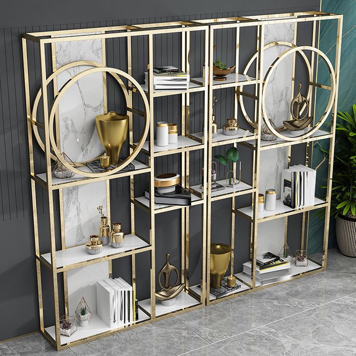 Glam Antique Finish Bookcase Metal Etagere Bookshelf with Shelves Clearhalo 'Bookcases' 'furn' 'furn_bookcases' 'Furniture' 'Office Furniture' 1200x1200_d46a61e9-69fc-4c79-9194-84b3608ad7f0
