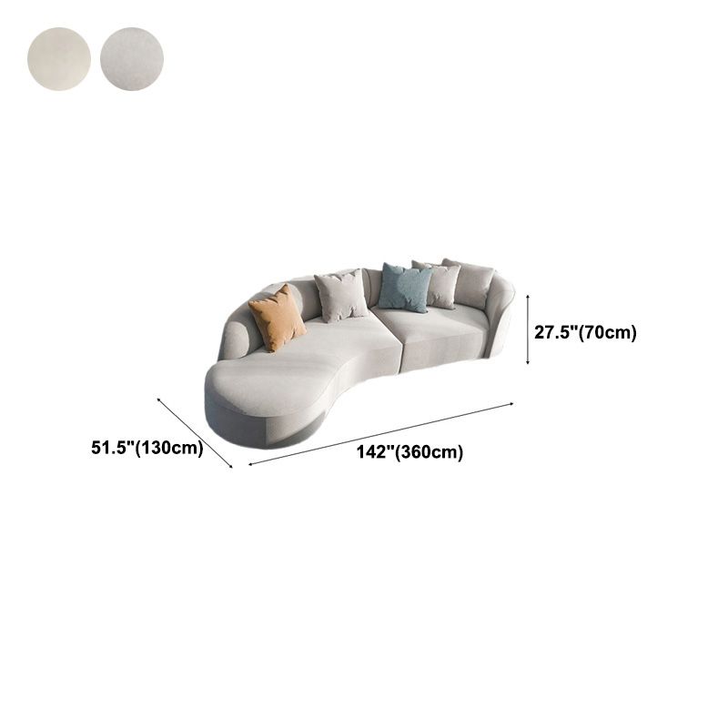 51 Inch One Arm Sectionals, Tight Back Curved Sectional Sofa for Living Room