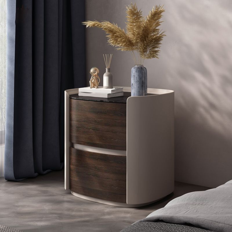 2-引き出しコンテンポラリーナイトスタンドアンティークフィニッシュベッドサイドキャビネット