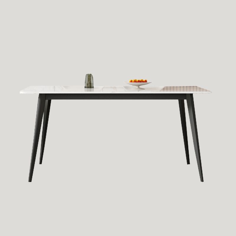 Contemporary Style Sintered Stone Dining Table Rectangular 4 Legs Table in White Clearhalo ' dining_table' 'Dining Tables & Seating' 'Dining Tables' 'furn' 'furn_dining_table' 'Furniture' 'furniture_dining_table' 'Kitchen & Dining Furniture' 'kitchen&dining_furn' 'kitchen' 'kitchen_dining_table' 1200x1200_d46cc562-eac8-45f2-9b3b-c73772d12511