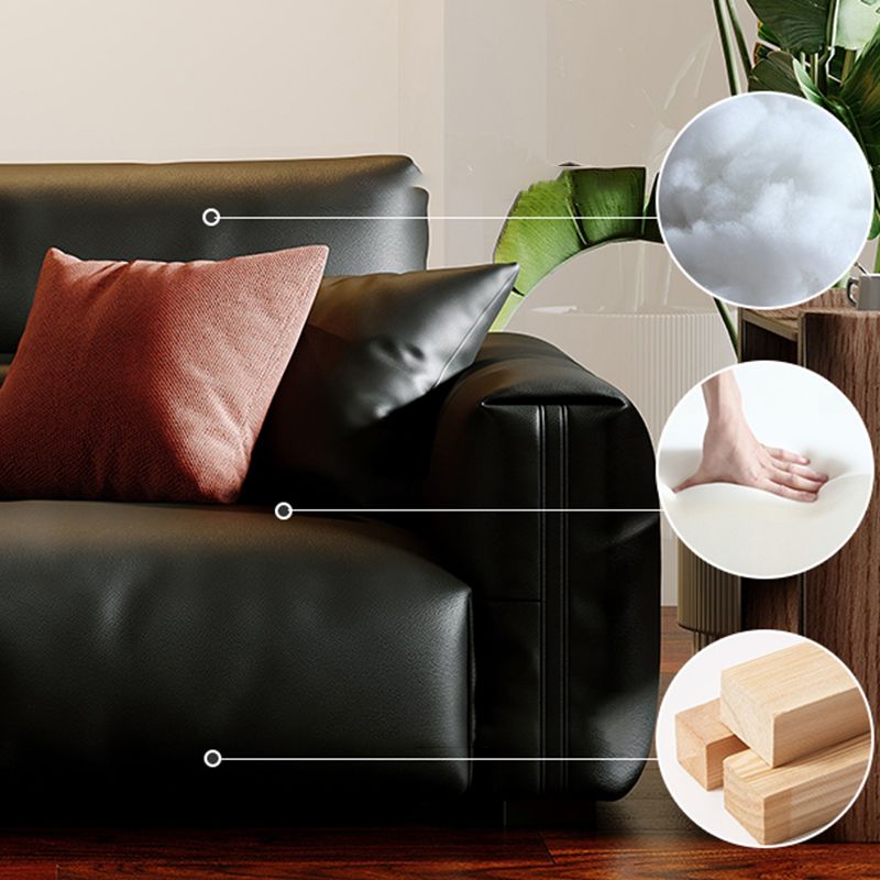 Black Genuine Leather Sofa Mid-Century Modern Square Arm Sofa Clearhalo 'furn' 'furn_sofas' 'Furniture' 'Living Room Furniture' 'Sofa' 'sofas' 1200x1200_d46cee62-bc88-4e8c-b9f5-90045953ac33