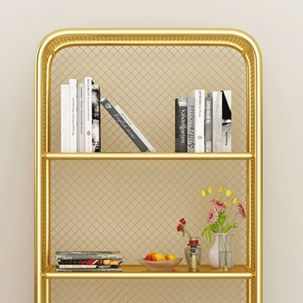 Closed Back Bookshelf Standard Metal Glam Bookcase with Shelves