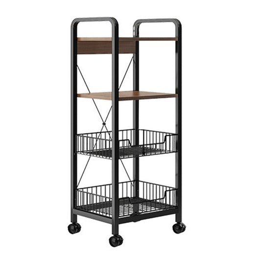 14.1" Wide Modern Bookcase Wood and Metal Multi Tiers Standard Shelf Bookcase for Office