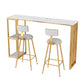 White Stone Top Pub Table with Storage Glam Bistro Table for Living Room