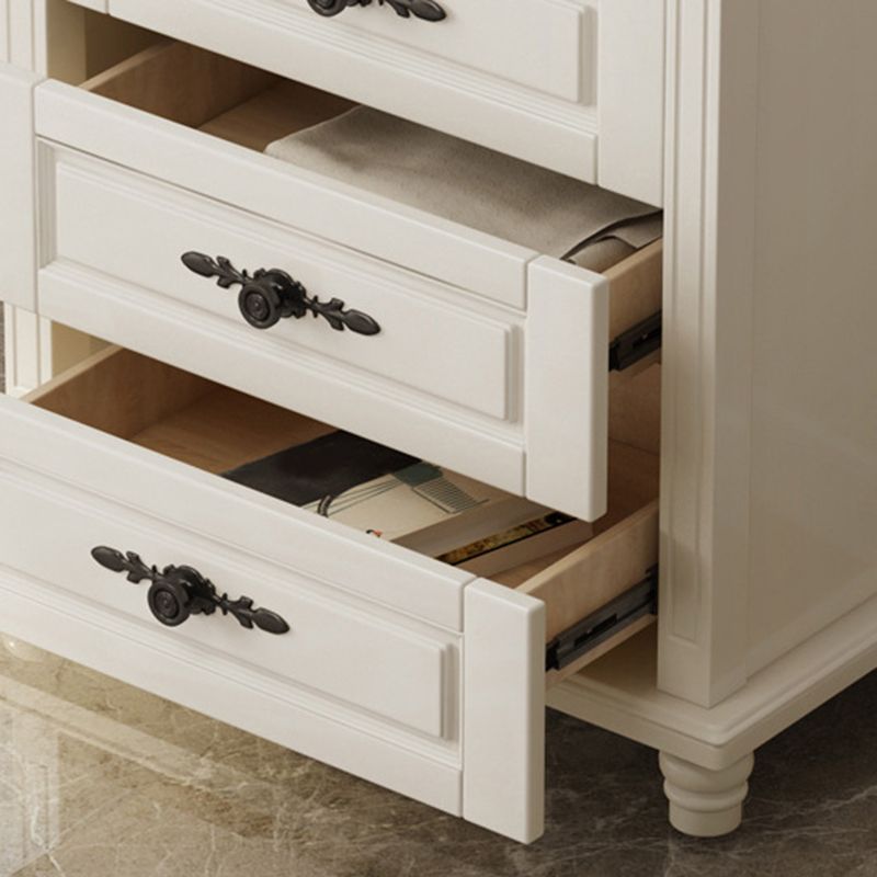 Cassettiera verticale tradizionale per camera da letto in legno di gomma con cassetti