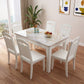 White Rectangle Dining Site Table Marble Dining Room Collection with 4-foot