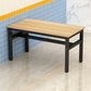 Rectangular Dining Table Wood Tabletop with Steel Trestle Base