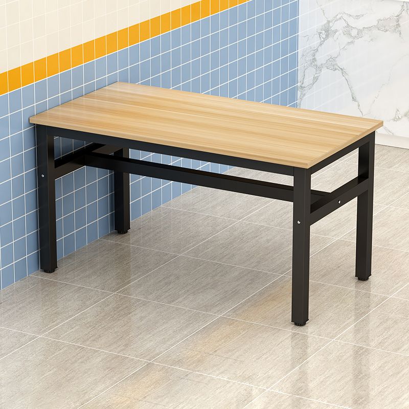 Rectangular Dining Table Wood Tabletop with Steel Trestle Base