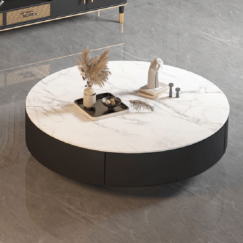 Metal Drum Coffee Table with Storage Round Cocktail Table in Black Clearhalo 'Coffee & Accent Tables' 'Coffee Tables' 'coffee_tables' 'furn' 'furn_coffee_tables' 'Furniture' 'Living Room Furniture' 1200x1200_d47508a2-e812-4292-a79f-e722f0efae63