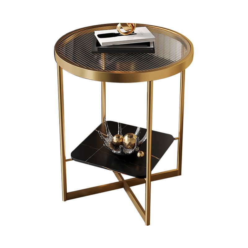 Modern Glass Round Side End Table Cross Legs Sofa Corner Table Clearhalo 'Coffee & Accent Tables' 'End & Side Tables' 'end_side_tables' 'furn' 'furn_end_side_tables' 'Furniture' 'Living Room Furniture' 1200x1200_d475cd03-41cd-407a-8c78-fa5f041f2233