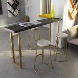 White Glam Style Bar Table in Metal and Faux Marble Bar Table Milk Tea Shop Bar Table Clearhalo 'Bar Furniture' 'Bar Tables' 'bar_tables' 'furn' 'furn_bar_tables' 'Furniture' 'furniture_bar_tables' 'Kitchen & Dining Furniture' 1200x1200_d477524e-0906-414d-a9a5-66175cfc486b