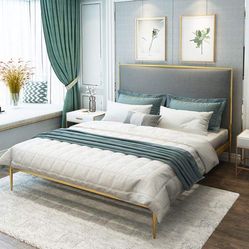 Modernes Metallplattform -Bett Standardbett mit gepolstertem Kopfteil