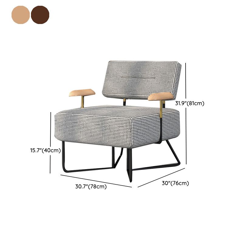 Industrial Arm Chair Houndstooth with Fabric Seat Cross Fixed Back Armchair