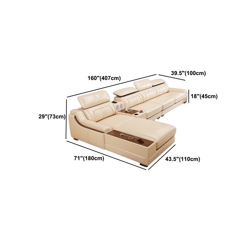 Divano e chaise con armi inclinate resistenti alla vera pelle contemporanea divano e chaise