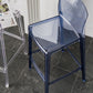 Contemporary Plastic Transparent Backrest Counter High Stool with 4 Legs