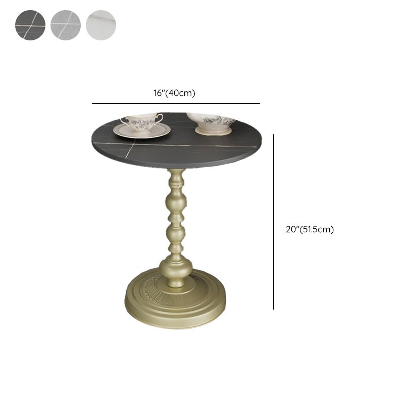 Mesa de esquina de pedestal moderna mesa lateral de pizarra redonda para sala de estar