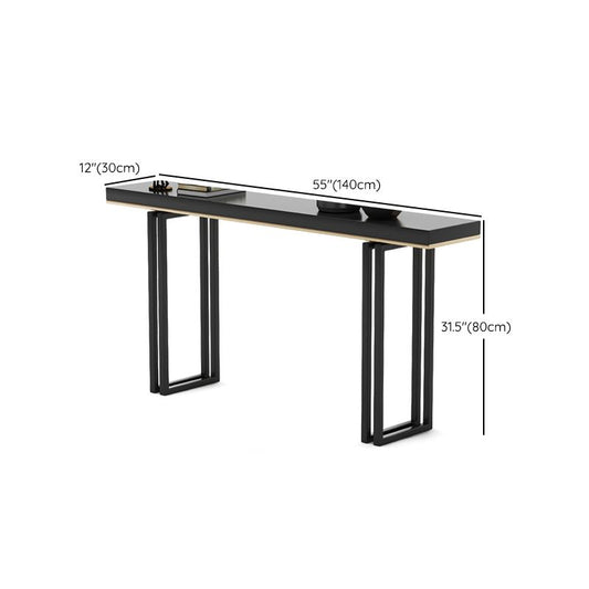 Modern Rectangular Console Table Stone Console Sofa Table in Black