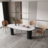 Sintered Stone Top Dining Table Oval Table with Metal Base and 3 Legs Clearhalo ' dining_table' 'Dining Tables & Seating' 'Dining Tables' 'furn' 'furn_dining_table' 'Furniture' 'furniture_dining_table' 'Kitchen & Dining Furniture' 'kitchen&dining_furn' 'kitchen' 'kitchen_dining_table' 1200x1200_d47ff7b1-6f15-45b9-9a5d-62565de84ccc