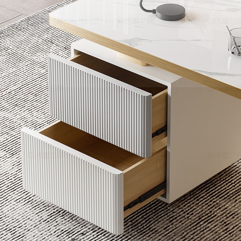 Dessert de pierre de piédestal glamour avec des tiroirs bureau pour le bureau