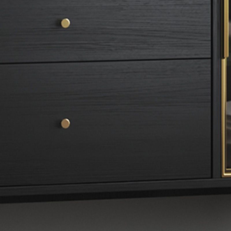 Zwarte open opbergserver Glam Wood Dining Server met 2 lades