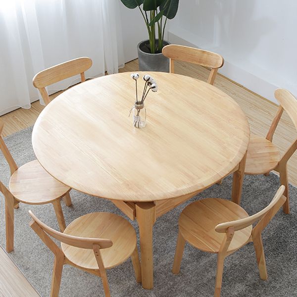 Modern Round Dining Table Brown Solid Wood Drop-Leaf Dining Table with 4 legs Clearhalo ' dining_table' 'Dining Tables & Seating' 'Dining Tables' 'furn' 'furn_dining_table' 'Furniture' 'furniture_dining_table' 'Kitchen & Dining Furniture' 'kitchen&dining_furn' 'kitchen' 'kitchen_dining_table' 1200x1200_d4843f58-9a95-4c68-badc-3ac24f3836e9