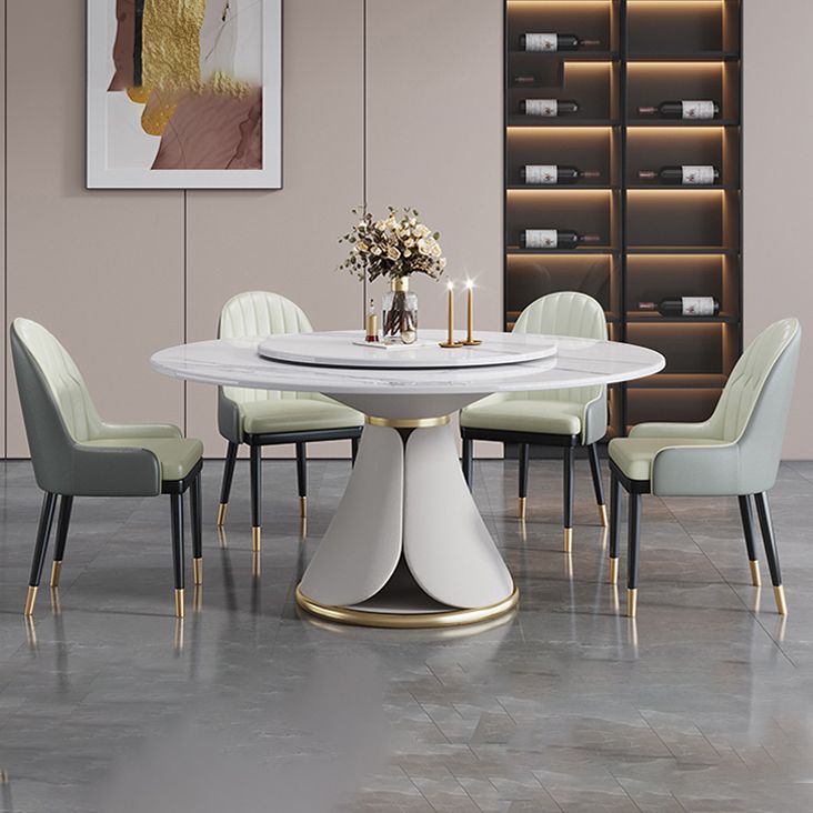 Traditional Luxury Dining Table White Round Sintered Stone Table with Pedestal Base Clearhalo ' dining_table' 'Dining Tables & Seating' 'Dining Tables' 'furn' 'furn_dining_table' 'Furniture' 'furniture_dining_table' 'Kitchen & Dining Furniture' 'kitchen&dining_furn' 'kitchen' 'kitchen_dining_table' 1200x1200_d486c07f-67c9-4f4c-9bb7-f1a322e956f0