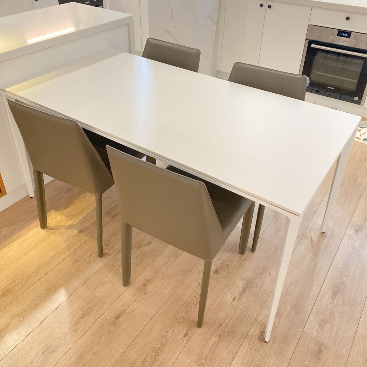 Contemporary Sintered Stone Top Kitchen Dining Set Rectangle Shape Standard Dining Set in White Clearhalo 'Dining Room Sets' 'Dining Tables & Seating' 'dining_room_set' 'furn' 'furn_dining_room_set' 'Furniture' 'furniture_dining_room_set' 'Kitchen & Dining Furniture' 'kitchen&dining_furn' 'kitchen' 1200x1200_d4870df0-c5b2-4444-9c31-39a2bcaa6a59